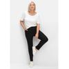 Stretch-Hose SHEEGO "Große Größen", Damen, Gr. 22, Kurzgrößen, schwarz, Obermaterial: 70% Viskose, 25% Polyamid, 5% Elasthan, unifarben, casual, regular fit lang, Hosen, mit Shaping-Einsatz im Bauchbereich
