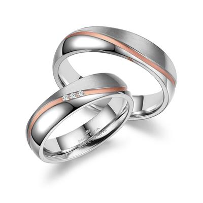 Trauring MARRYA "Edelstahl Ringe Trauringe Eheringe Partnerringe" Gr. 76, rosa (herren ring, silber, rosé), Fingerringe,