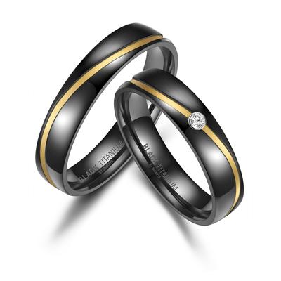 Verlobungsring MARRYA "BLACK TITANIUM by MARRYA" Gr. 54, schwarz (herren ring, schwarz, gold), Fingerringe, Damen, 54, T