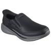 Slip-On Sneaker SKECHERS "SLADE-", Herren, Gr. 44, schwarz, Leder, Textil, casual, Schuhe, Slipper, Freizeitschuh, Halbschuh mit Goga Mat Funktion