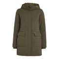 Wintermantel TOMMY JEANS "TJW TECHNICAL DOWN PARKA", Damen, Gr. M (38), grün (fatigue grün), Web, Obermaterial: 100% Polyamid. Futter: 100% Polyester, unifarben, casual, normal hüftbedeckend, Langarm Rippbündchen, Mäntel, mit Logostickerei