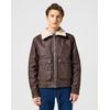 Lederjacke WRANGLER "WRANGLER AVIATOR", Herren, Gr. L, braun (mole), Obermaterial: 100% Baumwolle, unifarben, casual, regular fit normal, Langarm 1-Knopf-Manschette, Jacken, mit Gürtelschlaufen am Saum