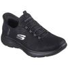 Slip-On Sneaker SKECHERS "SUMMITS", Damen, Gr. 41, schwarz, Textil, unifarben, sportlich, Schuhe Sneaker, Slipper, Freizeitschuh, Halbschuh in veganer Verarbeitung
