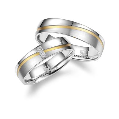 Verlobungsring MARRYA "Edelstahl Ringe Trauringe Eheringe Partnerringe" Gr. 72, gold (herren ring, silber, gold), Finger