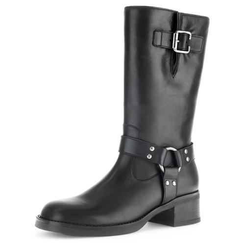 Stiefel GABOR Gr. 40, Normalschaft, schwarz Damen Schuhe Blockabsatz, Bikerstiefel, Langschaftsiefel mit Best Fitting