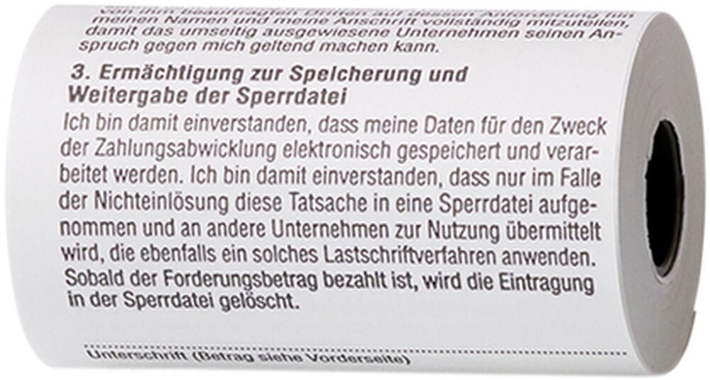 Thermorolle 57 x 35 x 12mm /14m weiß mit SEPA-Lastschrift VE=50 Stück