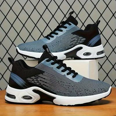 TEMU Men's Road Running Shoes, Stability Pronation, Sports & Outdoor, Lace-up Closure, Low Top Design, Fabric Upper & Insole, Rubber Sole, Geometric Pattern, All-season