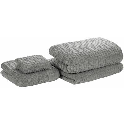 Badehandtuch 4er Set Grau Baumwolle 30x50 cm / 50x100 cm / 70x140 cm / 100x150 cm Frottee