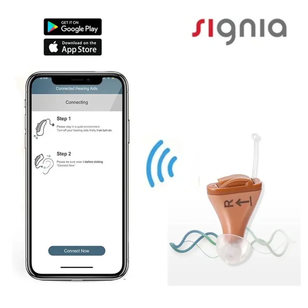 Signia 8 canaux numérique Invisible CIC aide auditive RUN Click ITC Signia Smartphone APP ajustement étui sec