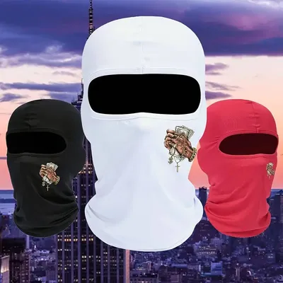1pc Multifunctional Graffiti Punk Ski Mask Balaclava Hat Full Face Mask for Cycling Skiing Hiking Fishing Outdoor Sports