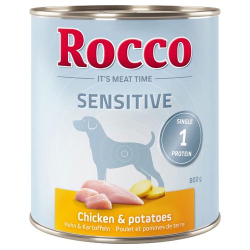 6x800g Sensitive mit Huhn mit Kartoffeln Rocco Hundefutter nass