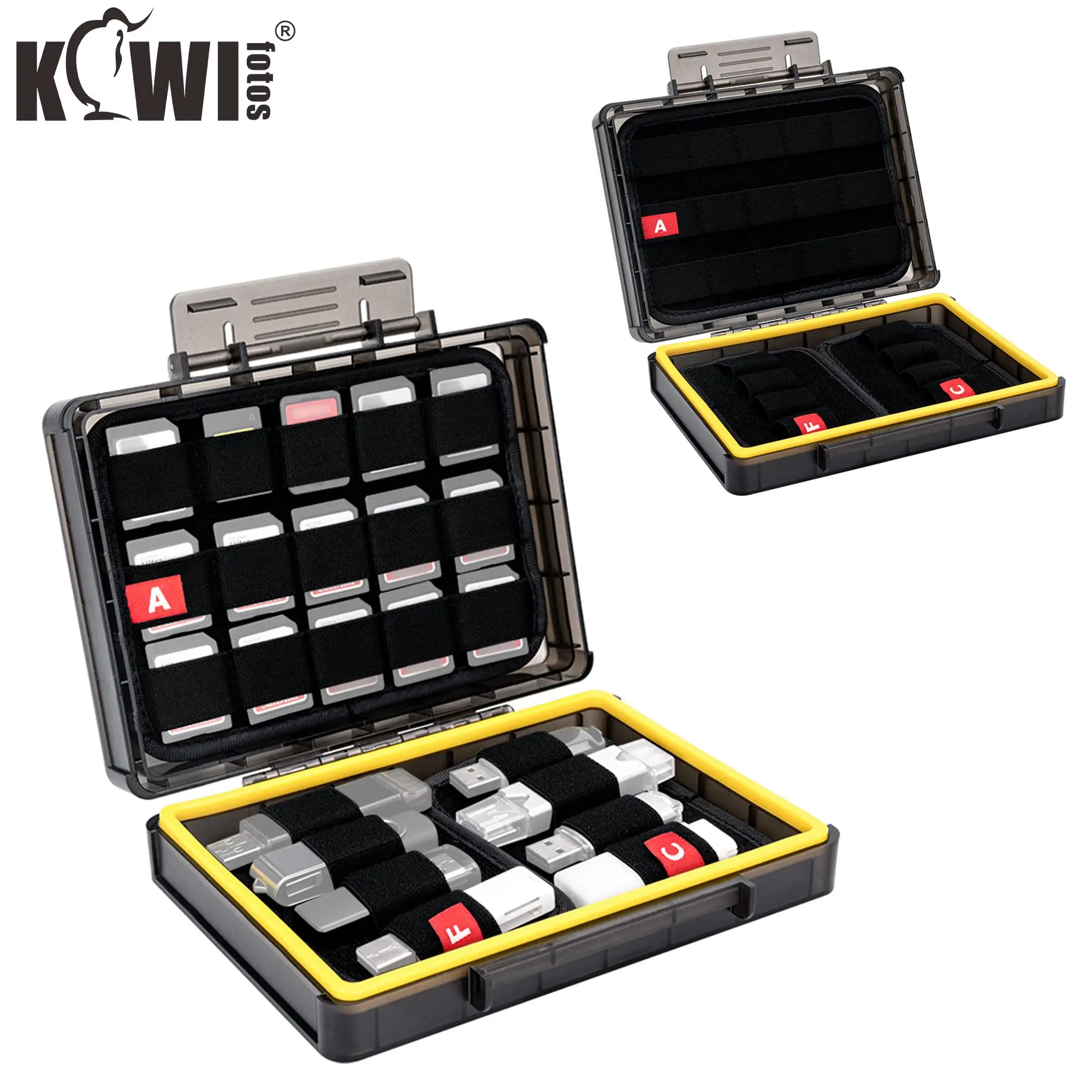 Stapelbarer, rutschfester, robuster Aufbewahrungskofferhalter für 16 USB-Flash-Laufwerksstifte + 30 Speicherkarte SD SDHC SDXC/PSV/NS/CFexpress Typ A Image