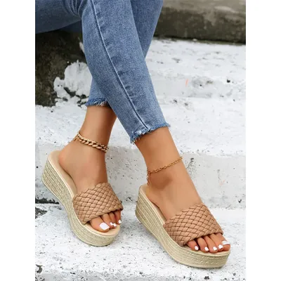 Sommer runde Zehen und bequeme Fischmaul Keil Plattform Schuhe einfarbige Mode sexy Damen Sandalen Zapatos de Mujer