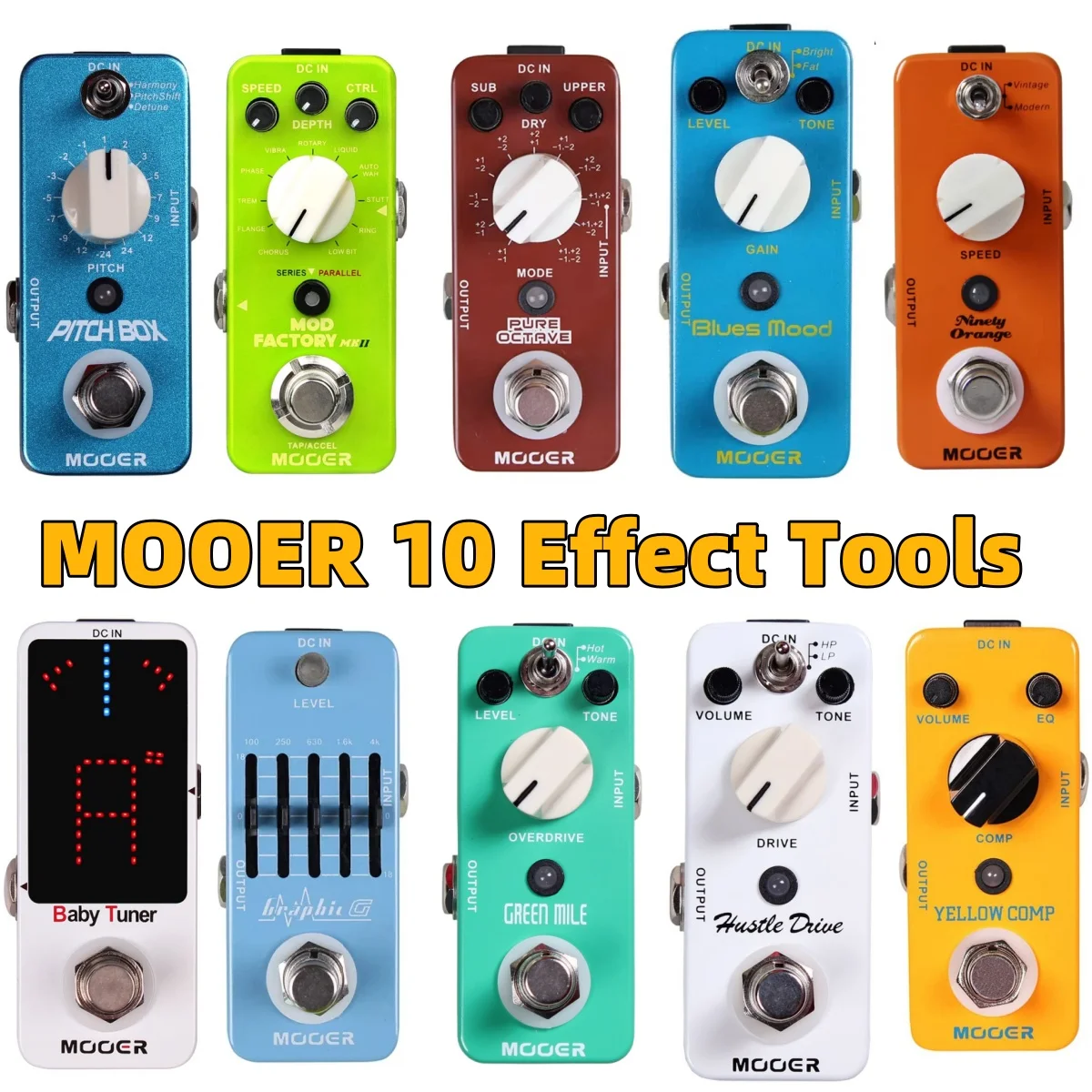MOOER-Elektro-Gitarren-Effektpedal MTU1, MEQ1, MOD1, MPH1, MPS1, MCS2, MOC1, MBD2, MME2, MDS2 True Bypass für Gitarrenbass Image