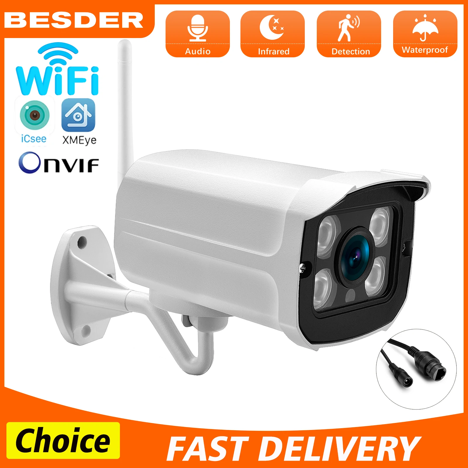 5mp ptz wifi kamera outdoor 3mp ai menschliche erkennung ip kamera 1080p farbe ir nachtsicht wifi überwachungs kamera icsee app Image