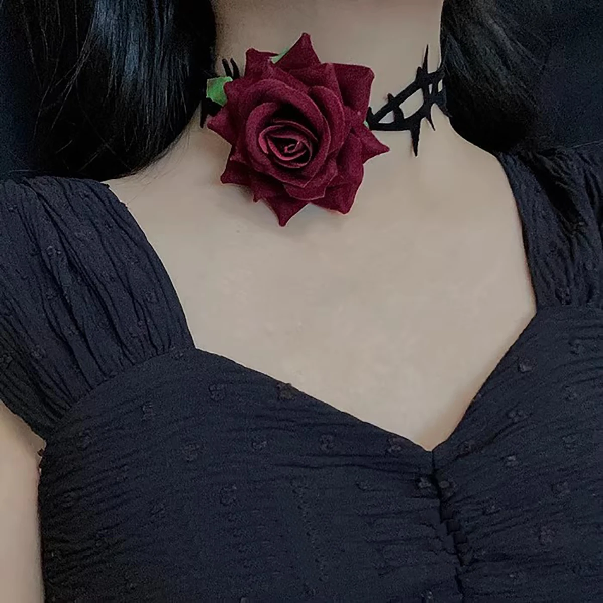 Dunkle Krawatte Gothic schwarz Brombeer rot Rose Choker Hals riemen Choker Halsketten Spitze Hals Accessoires Halskette Damen Accessoires