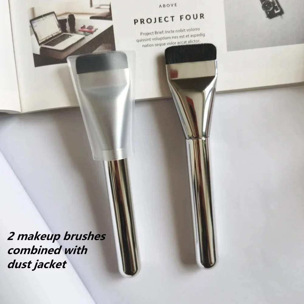 2-teiliger ultradünner Foundation-Pinsel, weiches Haar, dünner Gesichtskonturpinsel, BB-Creme-Mischung, Foundation-Creme, Make-up-Pinsel, Maskenpinsel Image