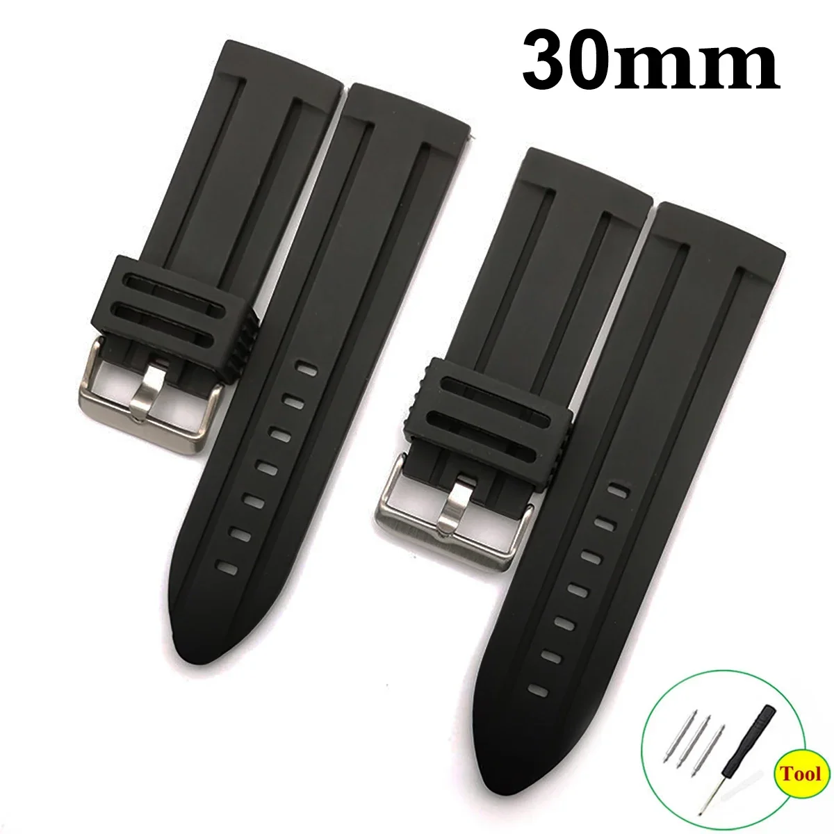 28 mm 30 mm Sport-Armband, große Breite, weiches Tauchen, wasserdichtes Silikon-Armband, Gummi-Uhrenarmband, 18, 20 mm, 22 mm, 24 mm, 26 mm Image