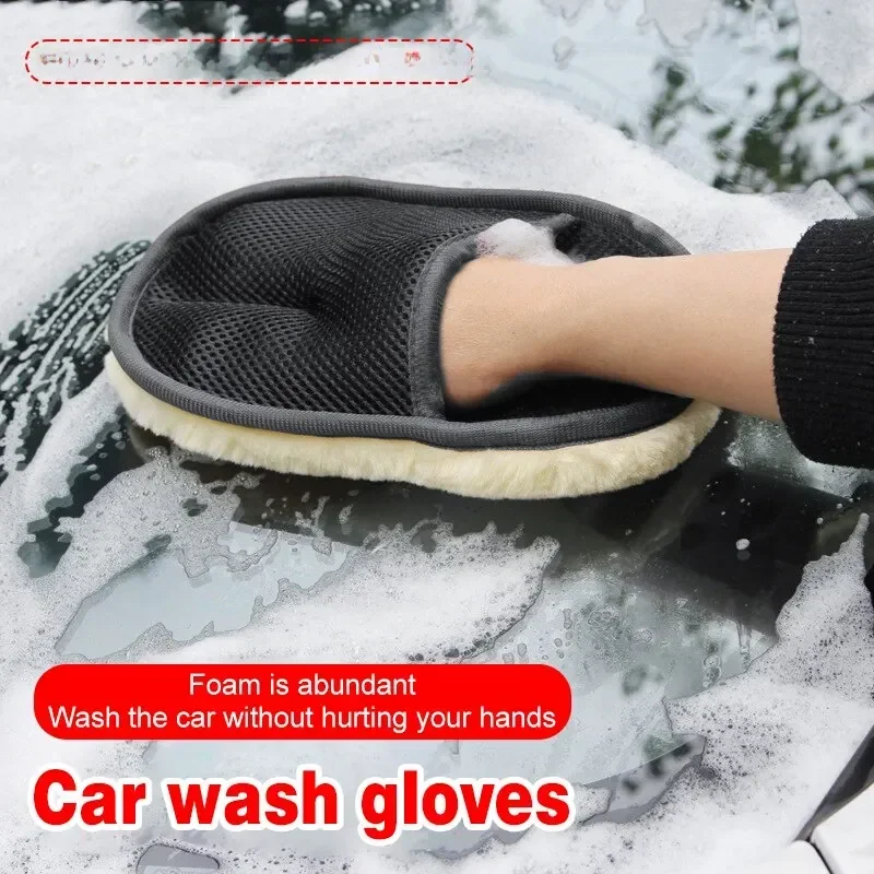 Auto wasch handschuhe Nachahmung Wolle Samt nicht beschädigt Farbe Wischt uch Wachsen Verdickung Auto Schönheits produkte Wisch handschuhe Reinigung Image