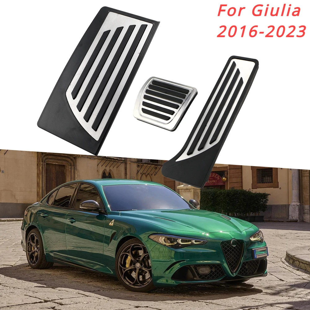 LHD Auto Pedalabdeckung für Alfa Romeo Giulia Stelvio 2016–2023 AT Pedale Gaspedal Bremsbeläge Teile Edelstahl Image