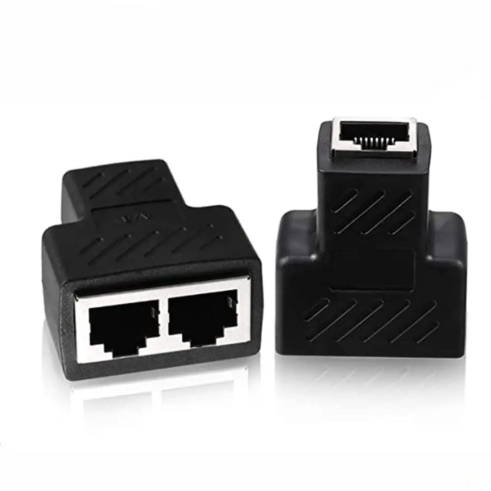 Splitter-Adapter, USB 1-zu-2-Netzwerkanschluss, Dual-LAN-Ethernet-Buchse, Verlängerungsstecker, Kabel passend für Cat5 Cat5e Cat6 Cat7 Image