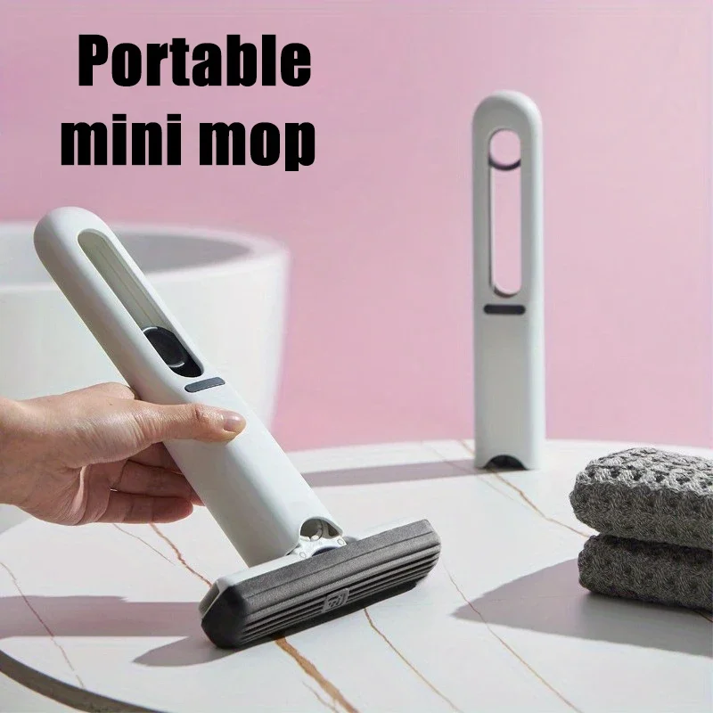 Mini Squeeze Mop Mini Mop Schreibtisch Küche Auto Saubere Werkzeuge Mops mit selbstquetschendem, zusammenklappbarem Hausreinigungs-Bodenwasch-Mopps Image