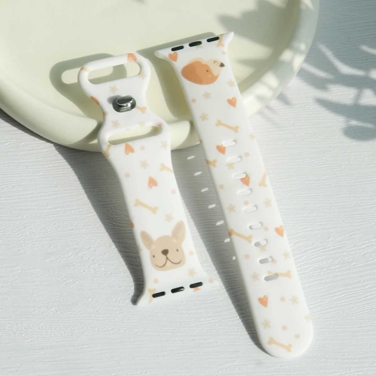 Süßer Hund woof Uhren armband Sport kompatibel mit Apple Uhren armbändern Design drucke Festival weiches Silikon Laser armband für iwatch mod Image