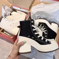 Scarpe da ginnastica con plateau da donna Stivali da donna di marca di lusso Scarpe da skateboard da esterno di moda Scarpe da ginnastica alte in tela da donna Taglie forti 36-42