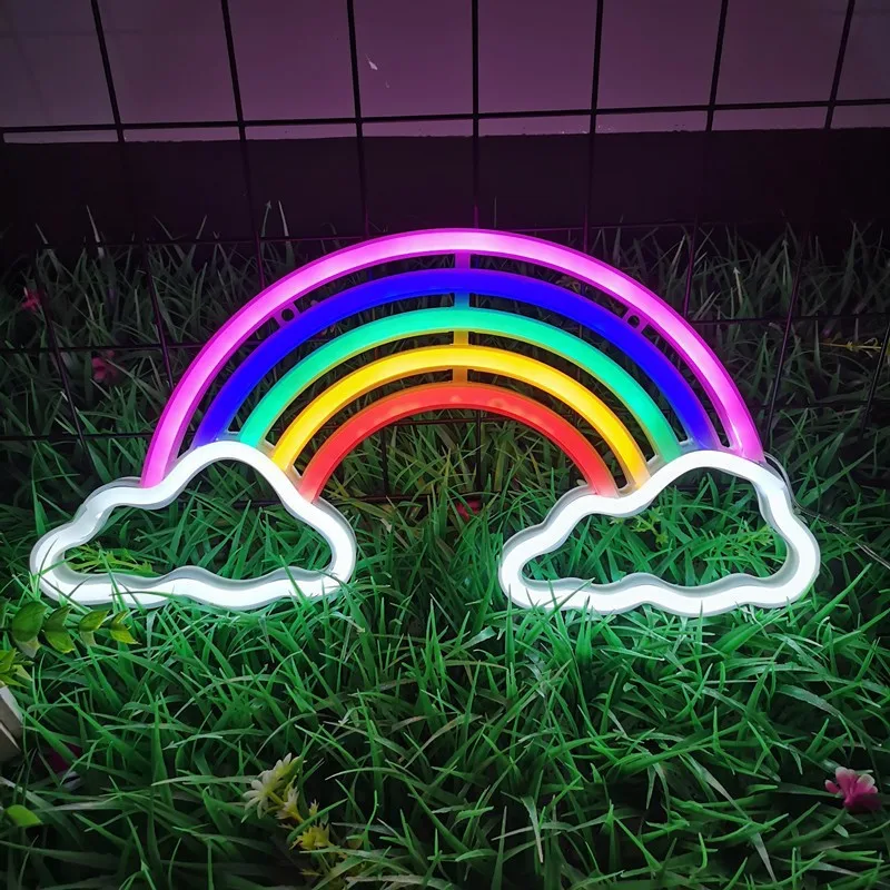 Wolke Neon Zeichen LED Licht für Schlafzimmer Hängen Wand Party Weihnachten Dekoration Regenbogen Bunte Nachtlicht Neon Glühbirne USB Power Image