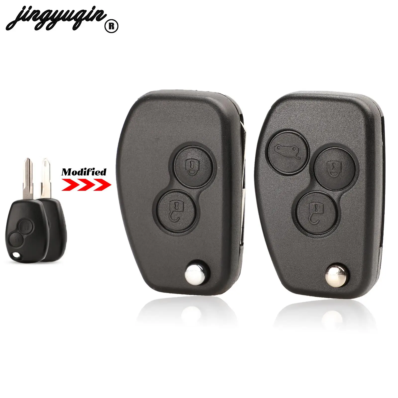 Jingyuqin Geändert Für Renault Megane Dacia Modus Espace Duster Clio Flip Fernbedienung Auto Schlüssel Fob Fall 2/3 Tasten VAC102/NE72 Klinge