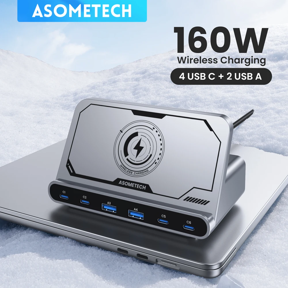 160w kabelloses Desktop-Ladegerät Schnell ladung 4,0 Typ c pd 3,0 Multi-Port-Schnell ladestation für iPhone 15 14 Pro Max Laptop Image