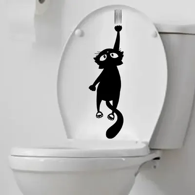 2 stücke Cartoon schwarze Katze WC-Aufkleber, WC-Aufkleber, Home Decoration Aufkleber Image