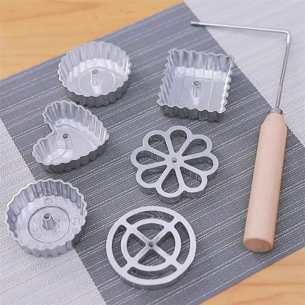 Aluminium schwedische Rosette Eisen Maker Waffel Timbale Formen Trichter Kuchen Ring Maker Keks Backform Bunuelos Form mit Griff Image