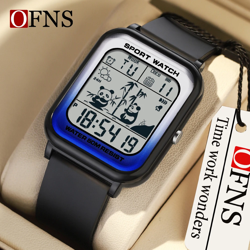 Ofns Mode Herren elektronische Sport uhr rechteckiges Zifferblatt Design digitales Uhrwerk neue Timing-Code Uhr Männer Dame Student Uhr Image