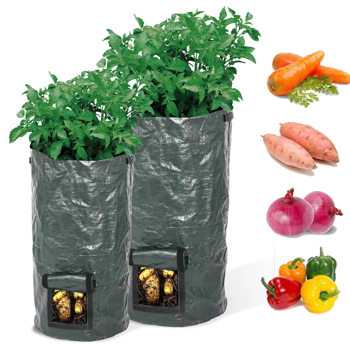 35*60cm Garten komposter umwelt freundlicher Bio-Fermentation beutel mit Reiß verschluss und zusammen klappbarem Kompost behälter mit zwei Griffen Image