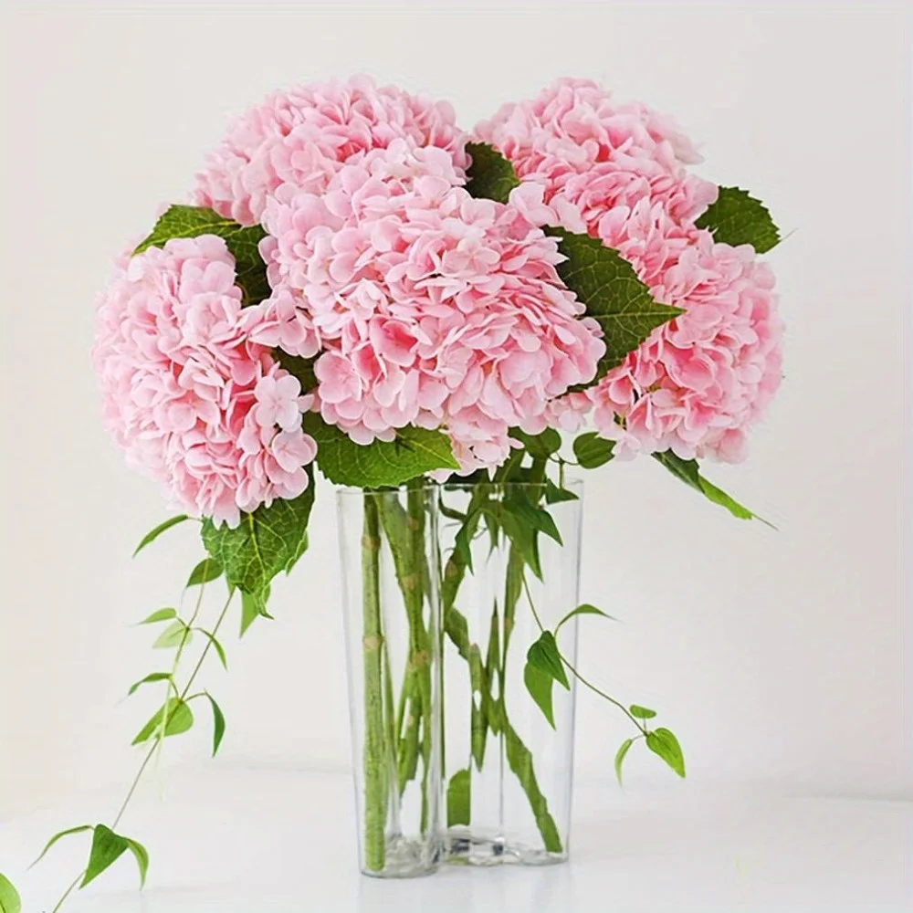 58 cm künstliche Hortensie realistisch bunt mit Blättern Hochzeit Home Party Wohnzimmer Tischdekoration Image