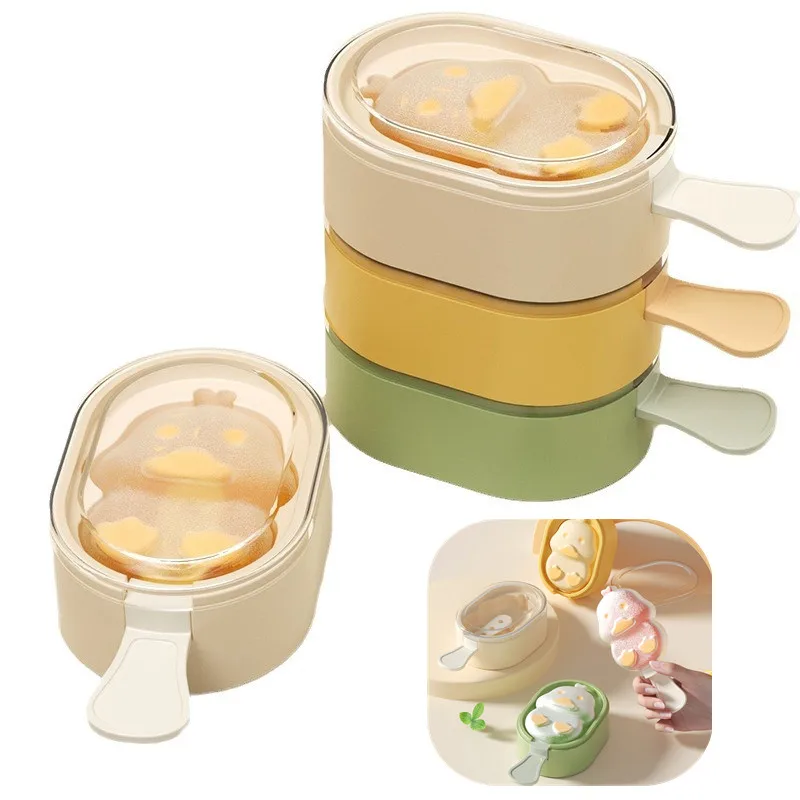 Eisform mit Deckel Magnum DIY Fruchtsaft Eis Pop Würfel Maker Eiswürfel schale Cartoon niedlichen Eis am Stiel Form Küchen werkzeug Zubehör Image