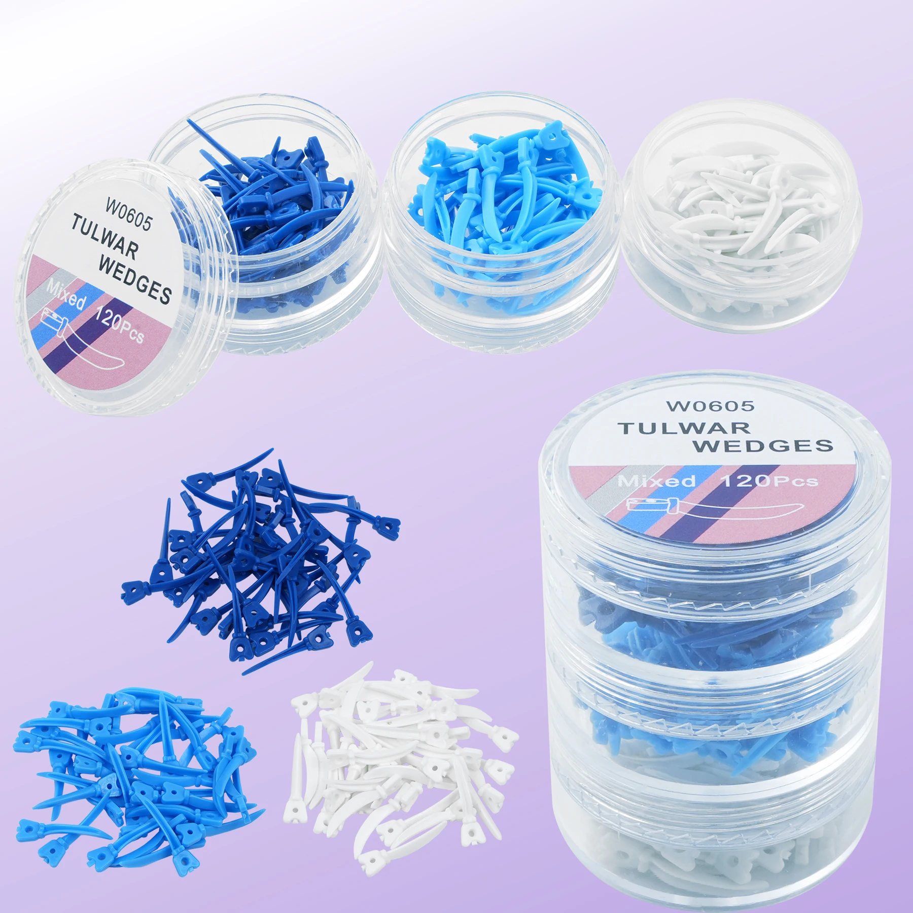 120 Stück Dental-Tulwar-Keile Nachfüll keil für Einweg-Kunststoff keile mit Loch zahnkeil Image