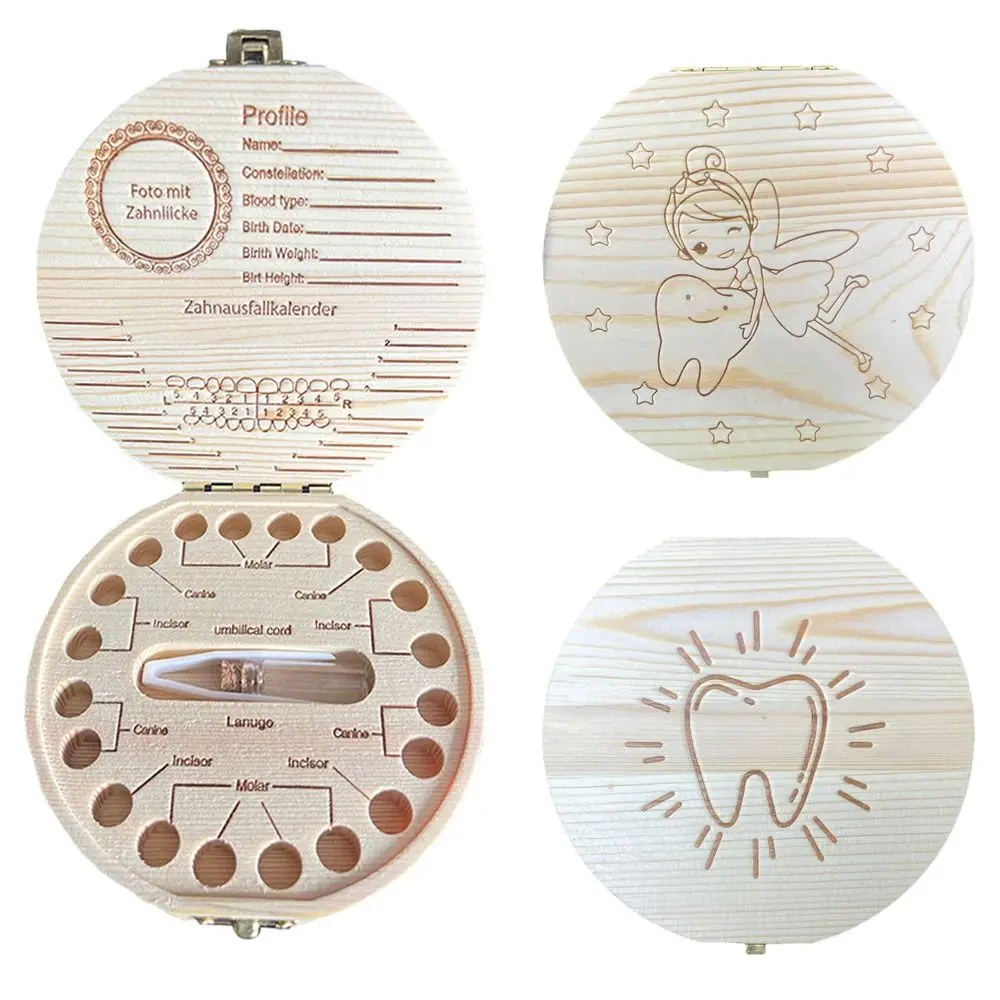 Holz Baby Kinder Zahn Aufbewahrung sbox Zahn Holz Box Veranstalter Milchzähne Holz Lagerung Sammeln Zähne Nabelschnur Box