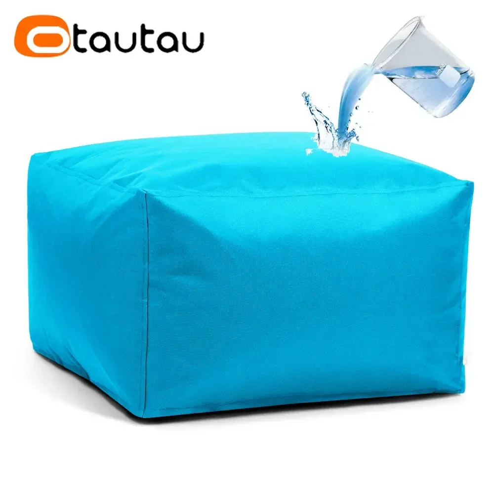 OTAUTAU Wasserdichter quadratischer Pouf-Ottomane-Bezug ohne Füllstoff, für den Außenbereich, Strand, Garten, Puff, Salon, Bodensitz, Futon-Hocker, Bank JD015 Image
