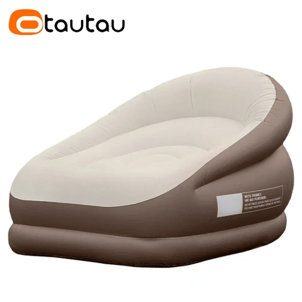 OTAUTAU Aufblasbares Sofa für den Außenbereich mit Fußstütze, osmanischer Hocker, tragbare Camping-Klappmöbel, Chaise Lounge Recliner SF101 Image