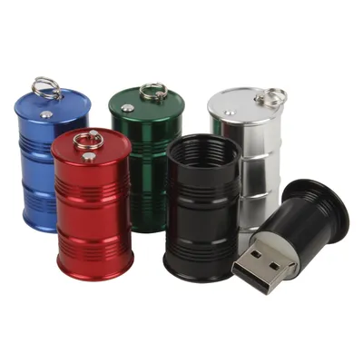Kreative Ölfässer USB 2.0-Flash-Laufwerk 128 GB Metall-Stick Hochgeschwindigkeits-Memory Stick 64 GB/32 GB/16 GB wasserdichte U-Disk-Geschenke Image