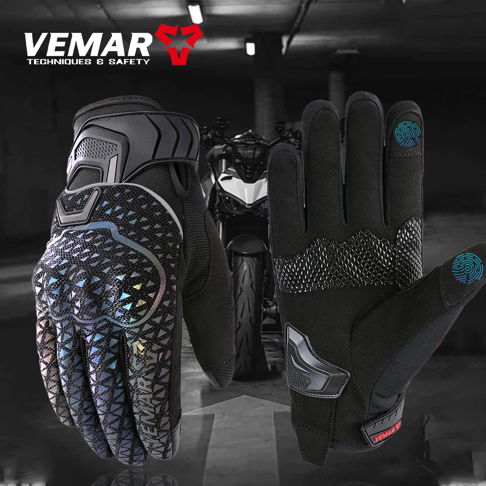 VEMAR Sommer Motorrad Reithandschuhe Bunte Reflektierende Motocross Handschuhe TPU Schutz Motorrad Handschuh Touchscreen Männer Frauen Image