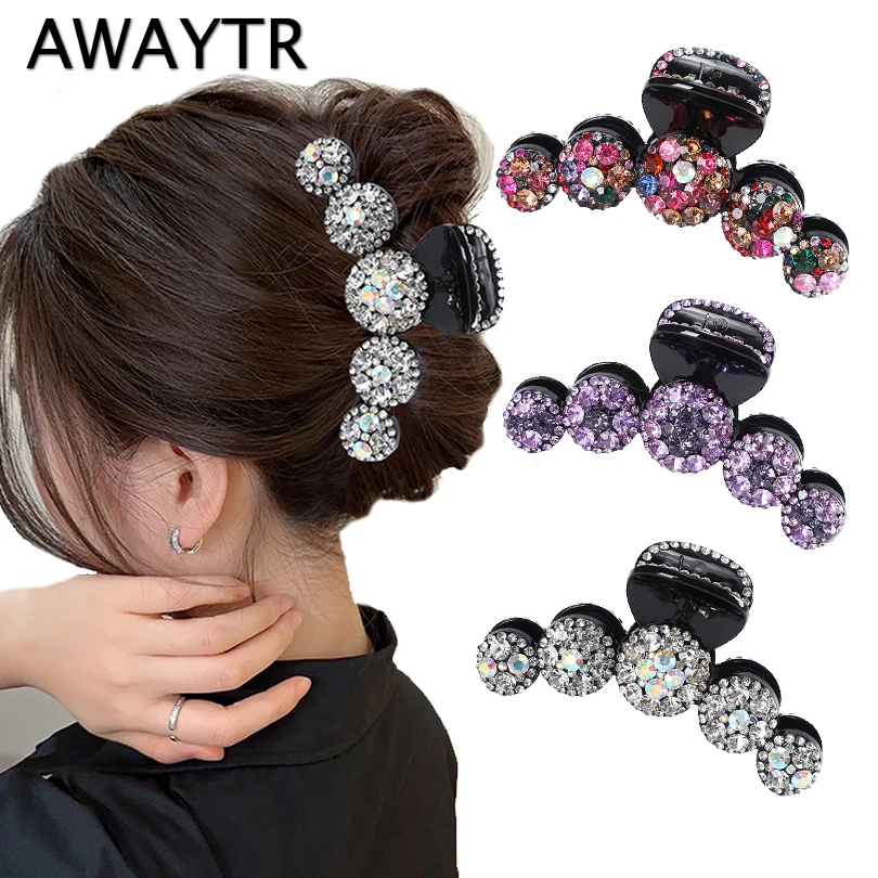 AWAYTR Große Diamant-Haarklammern, Krabben-Haarnadeln, Kristall-Haarspangen, Haarspangen, Pferdeschwanz, Damen- und Valentinstag-Haar-Accessoires Image