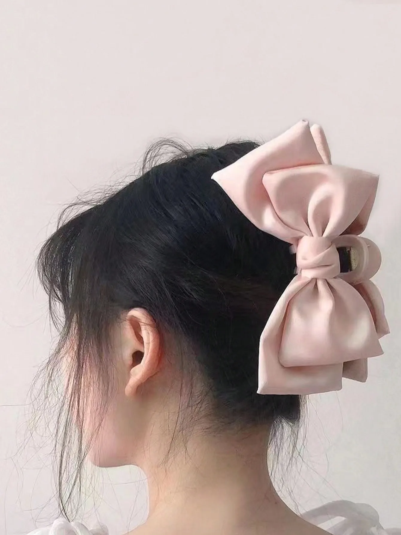 1PC Damen rosa flüchtige Prinzessin süße Mädchen Herz Satin Schleife Clip super Fee Haarspange Image