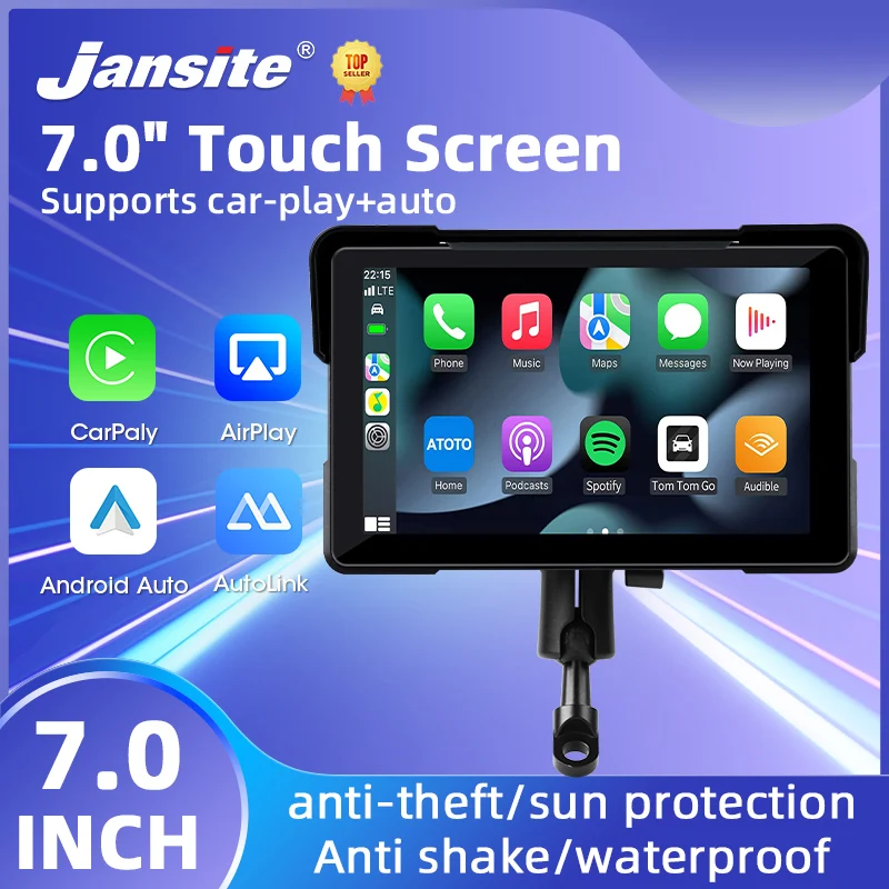 7 "Zoll Motorräder DVR Navigation GPS drahtlose Carplay Android Auto tragbare Smart Display wasserdichte IPX7 HD-Aufnahme kamera Image