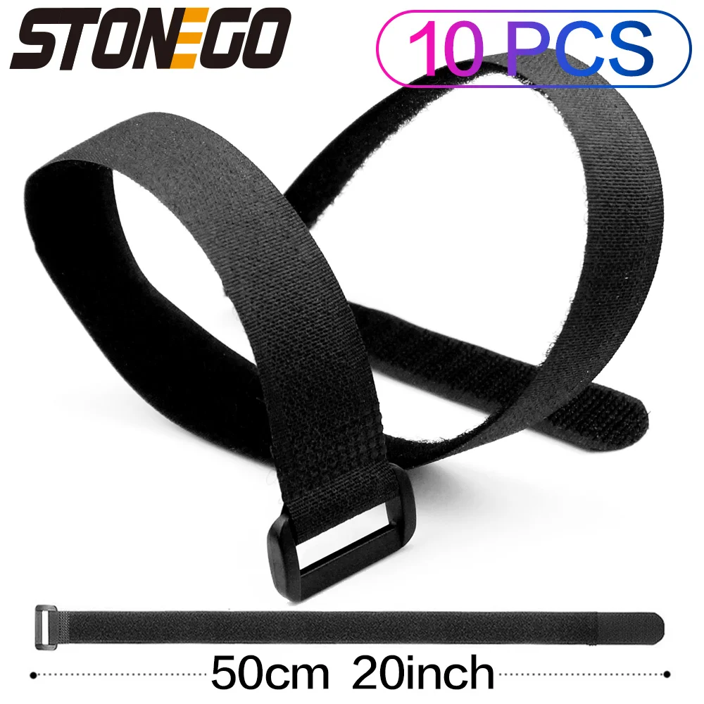 Das wieder verwendbare 50-cm-Kabelbinderungsset von stone ego enthält verstellbare Mehrzweck-Nylon binder mit Klett verschluss Image