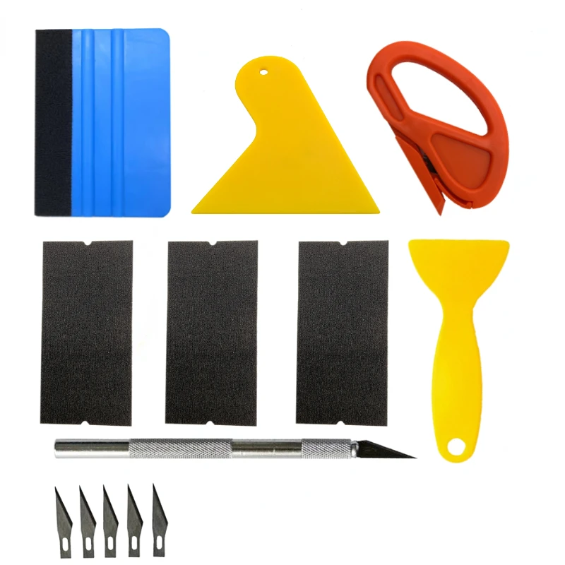Auto Vinyl Wrap Tools Set Fenster Tönung Kit Gummi Rakel Film Anwendung Aufkleber Cutter Reinigung Wischer