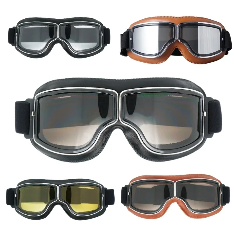 Wind dichte Motorrad helm brille Leder Sicherheits schutz Blends chutz Motocross Cross Country Steampunk Glas verschiedene Stile Image