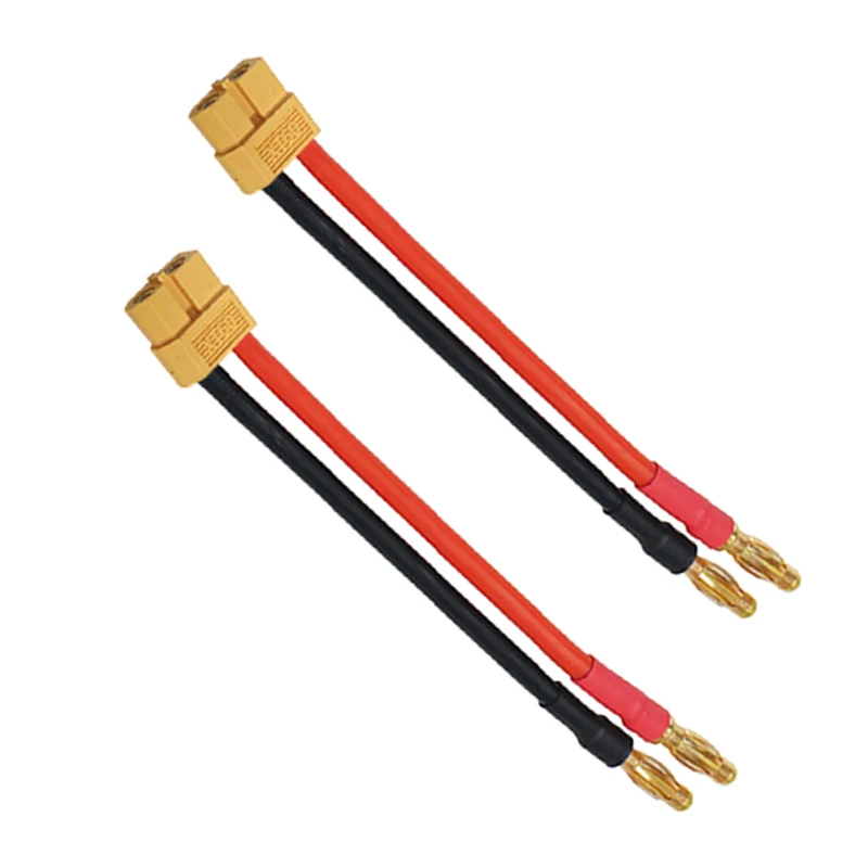 1/2 Stück XT60-Buchsenadapter auf 4,0 mm vergoldete Bananenstecker-Ladekabel 12 AWG 10 cm für Lipo-Batterie Image